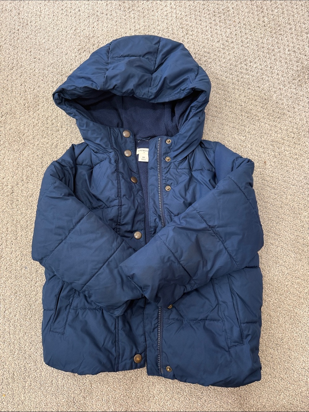 J. Crew Navy Hooded Puffer Jacket for Kids